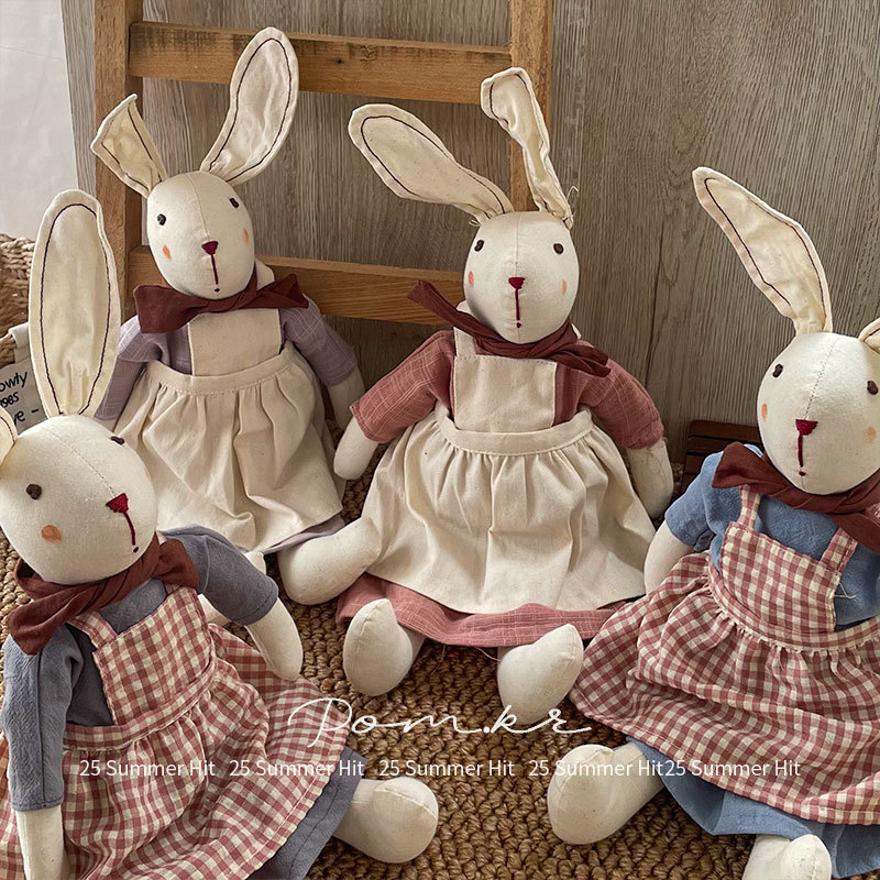 New Korean version of ins rabbit doll, plaid apron, children's soothing doll, fabric toy, birthday doll gift Application Scenario