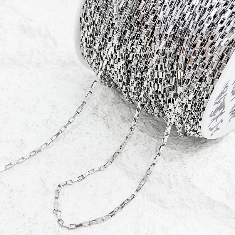 Long box chain stainless steel non-fading chain decoration semi-finished product long box small chain jewelry chain in stock wholesale details Picture