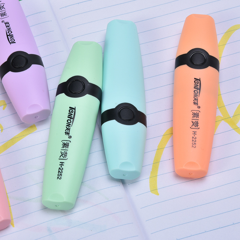 Tianfeng 2252 Plain Fluorescent Pen Flat single-headed light-colored fluorescent pen wholesale factory direct sales, 6 pieces per bag details Picture