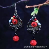 Retro ethnic style, new court-style earrings, alloy cinnabar Hanfu accessories, round face earrings, necklace Application Scenario