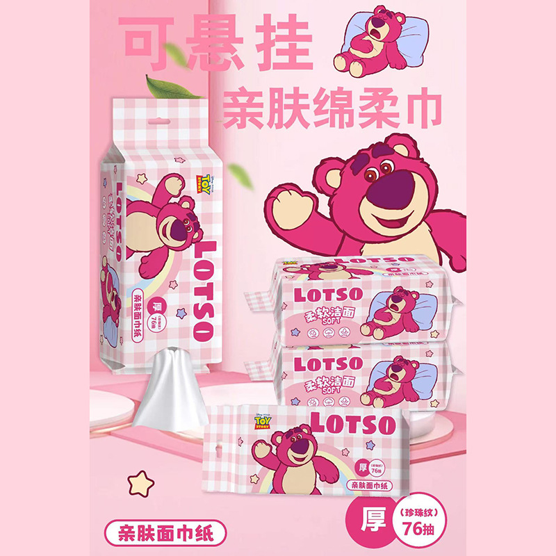 Strawberry Bear Face Towel 600g Family Set Hanging Pearl Texture Cleansing Towel Pull-out Hanging Cotton Soft Towel Application Scenario