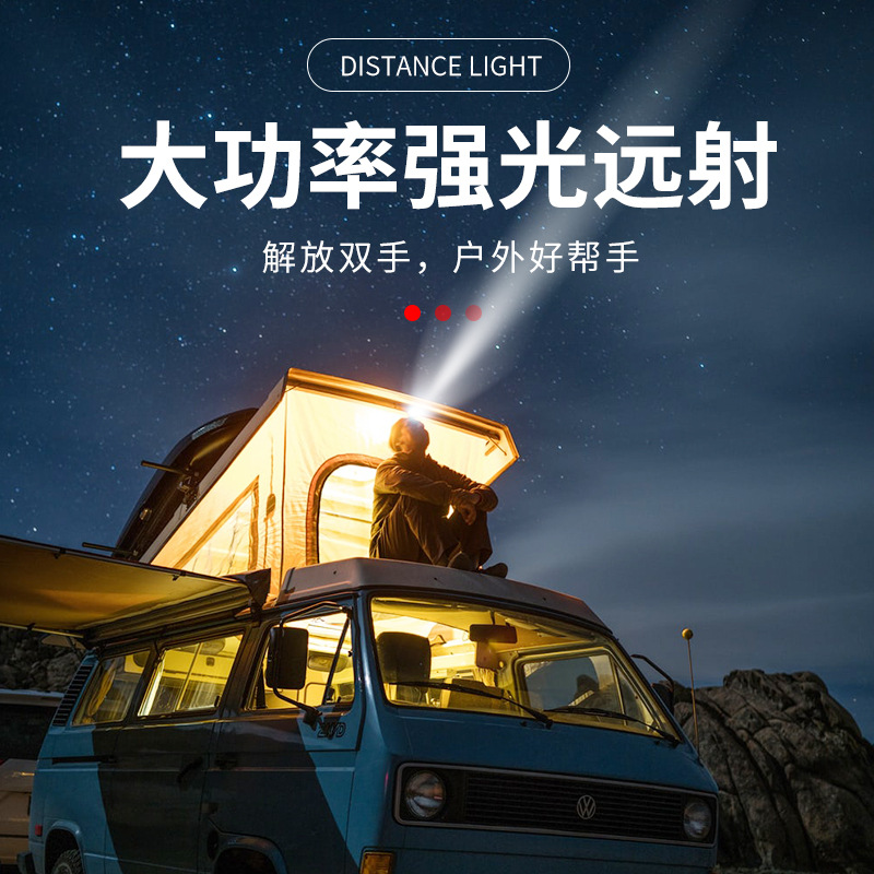 新迷你COB泛光头戴灯户外便携钓鱼灯迷你内置电池大面板照明头灯产品图