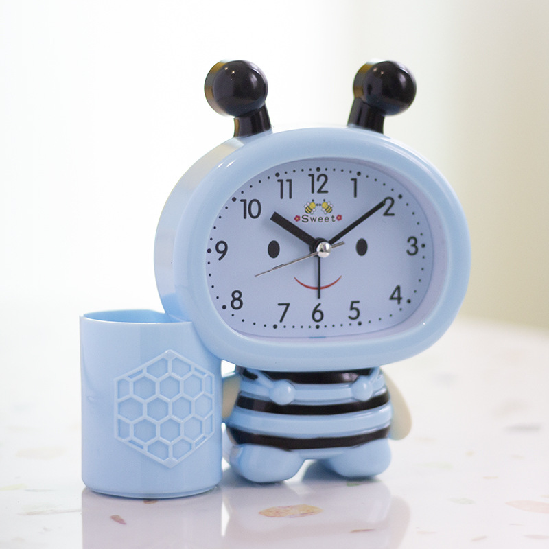 Innovative and creative pen holders by male and female students, bee alarm clocks, bedside children's cartoon, fashionable and cute alarm clocks, bedroom clocks Specification image