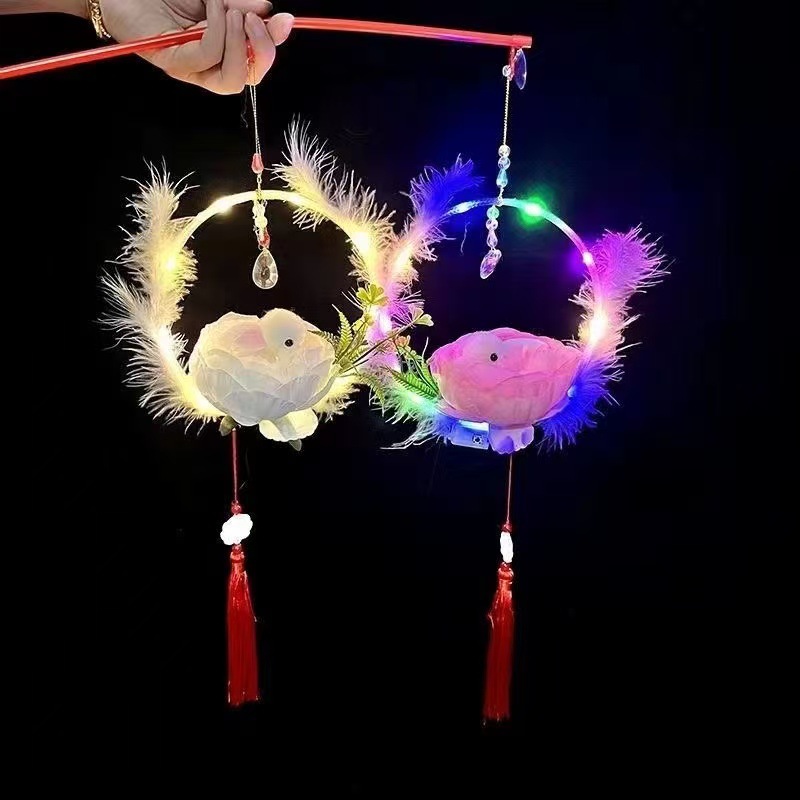 Shining Angel Rabbit Lantern Doll Crystal Ball hand-held transparent lamp glowing 10-inch ball Princess doll Girl toy Specification image