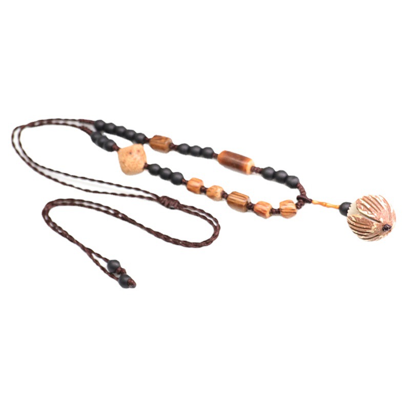 A new Chinese-style Bodhi pendant lotus necklace with a Chinese Zen flavor, a women's ethnic style and Chinese trend woven beaded long sweater chain Item Picture