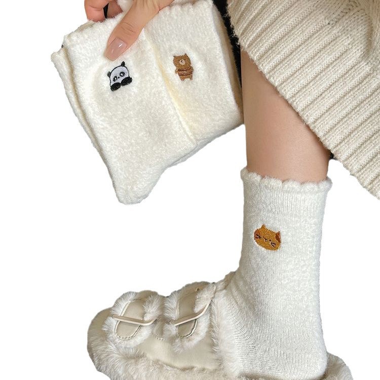 24 New autumn and winter thickened, warm and cute Korean cartoon animal sleep pile soft floor socks Item Picture