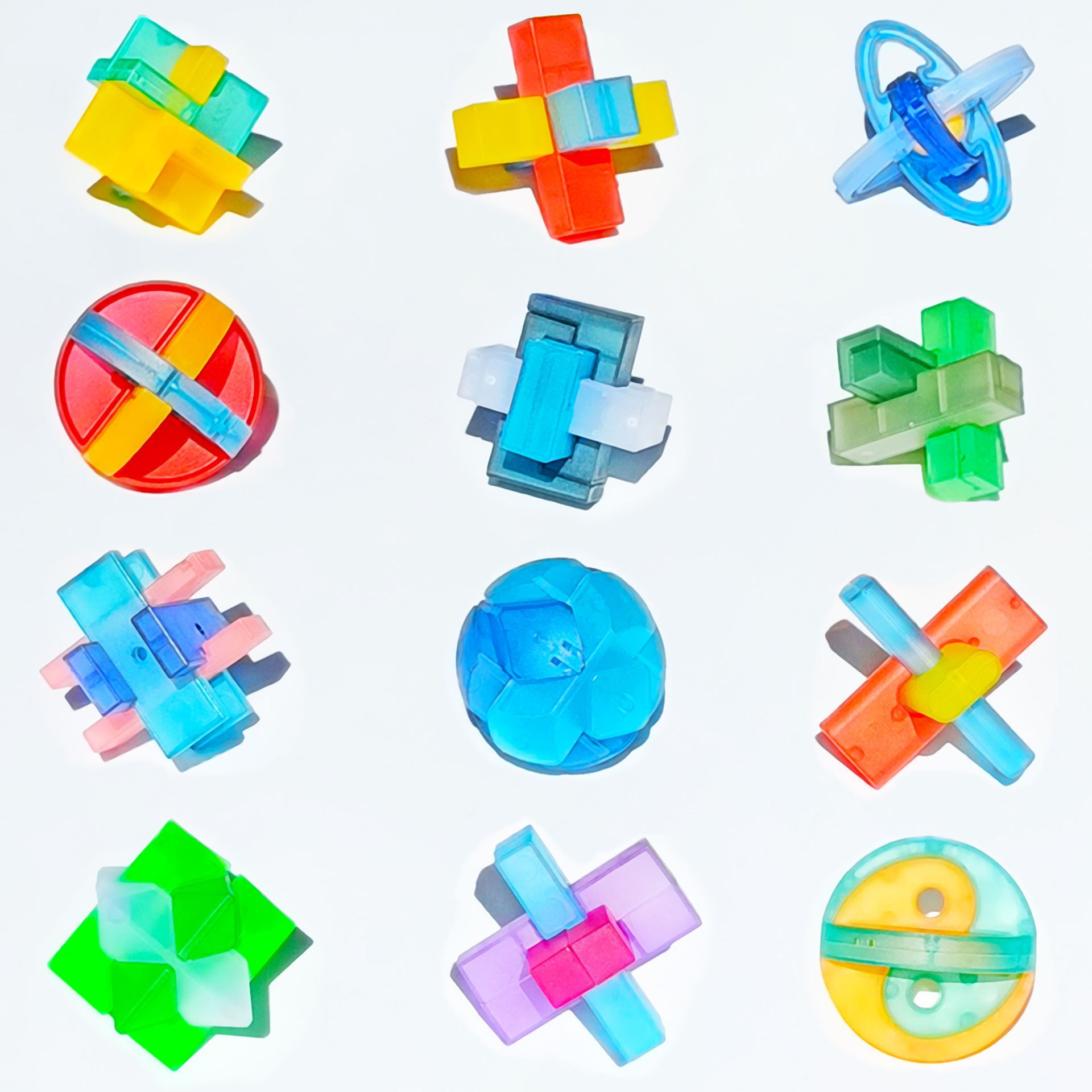 亚马逊智力解环榫卯积木透明琉璃鲁班锁孔明锁解锁益智玩具拼装