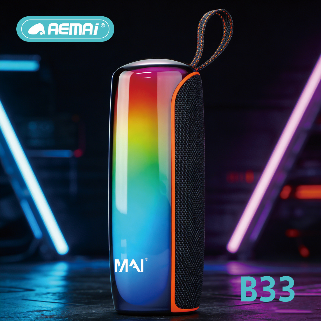 AEMAi Bluetooth Speaker Cross-border New Model B33 RGB ambient light Portable speaker Subwoofer Card Insert Fashionable gift Specification image