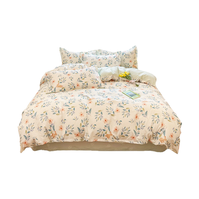 四件套/床上四件套/床上用品/被套纯棉/60支纯棉四件套白底实物图