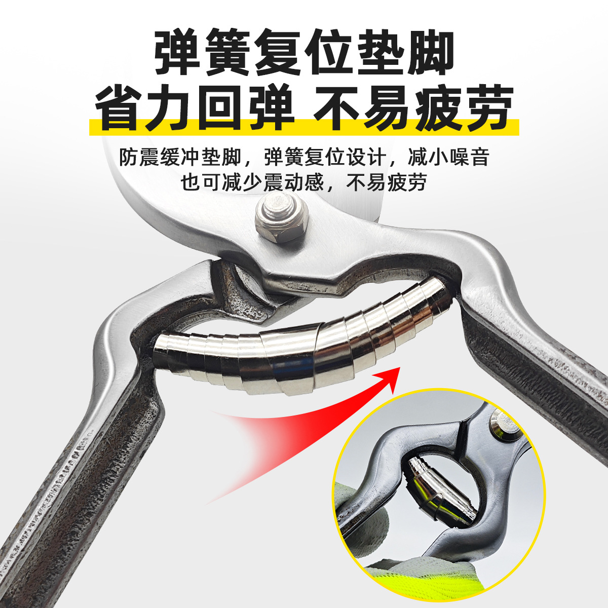 Holsen high-carbon steel pruning shears, heavy-duty steel handles, garden and horticultural shears, fruit tree branch shears, factory direct sales of branches details Picture
