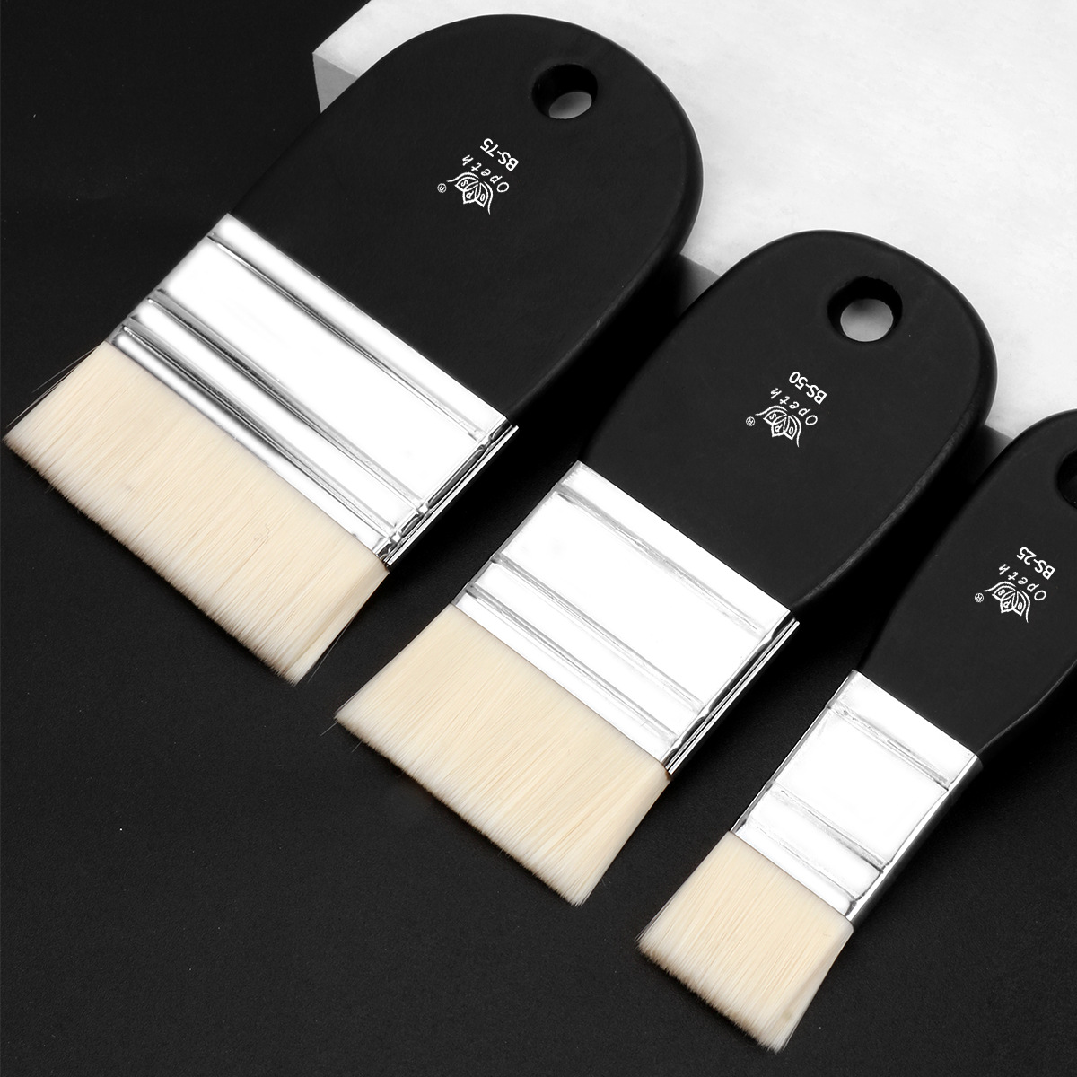 Cross-border board brush set: oil painting acrylic brush, watercolor paint, watercolor wall painting brush, nylon bristle flat head wooden brush details Picture