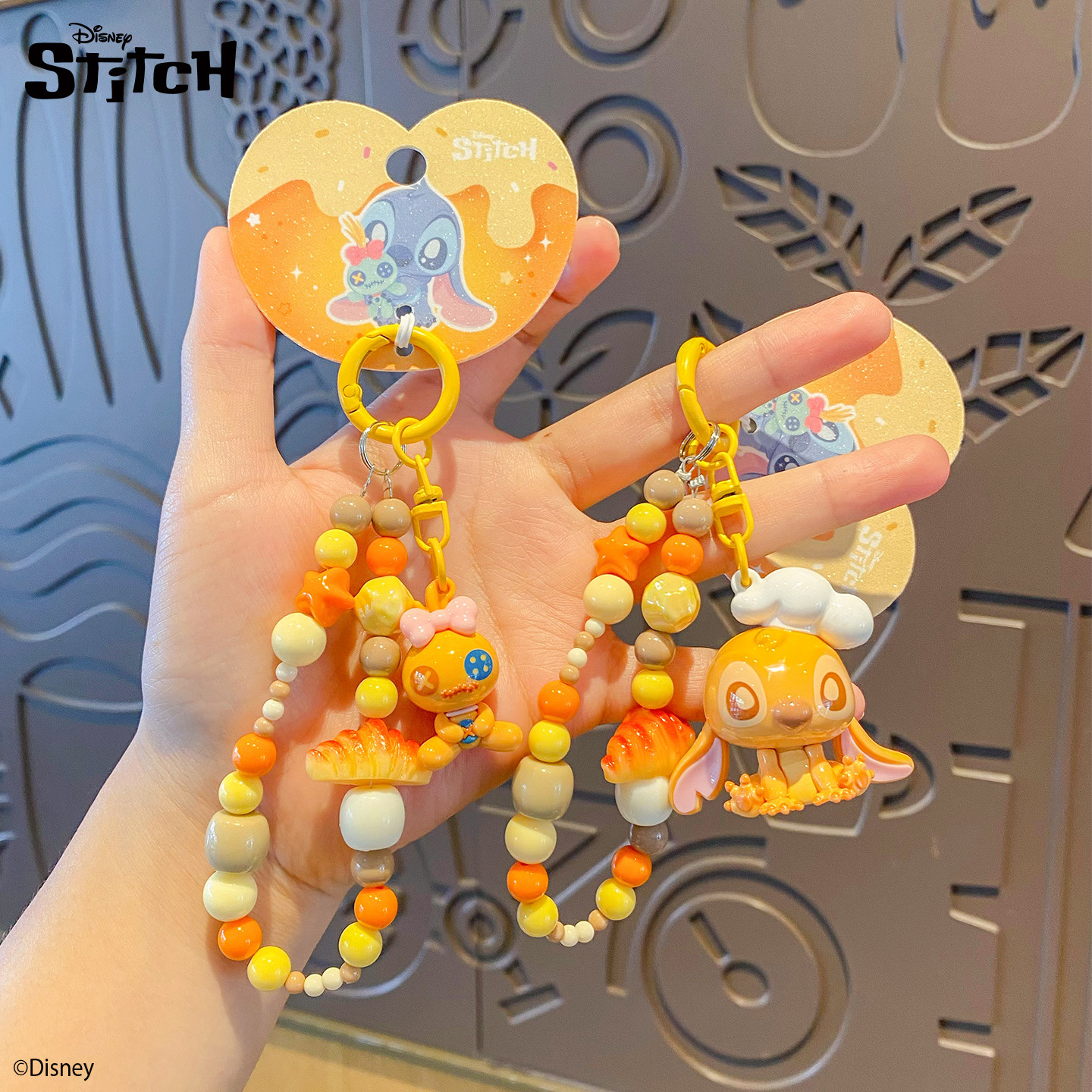 正版史迪奇烘焙坊系列钥匙扣可爱卡通潮流情侣串珠手机链书包挂件