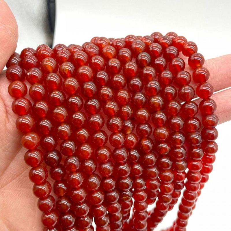 天然红A级玛瑙散珠DIY饰品配件手串珠子红玛瑙半成品批发