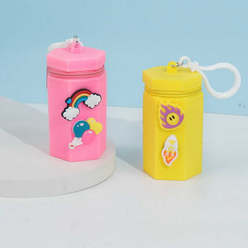 Cute macaron-colored creative coin purse, small bag, hanging accessory, mini bucket bag, earphone storage case, silicone Specification image