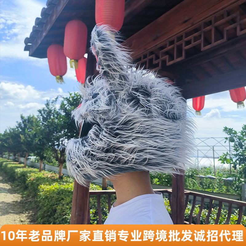 A niche rabbit-shaped personalized riding cartoon plush helmet, headgear, motorcycle face mask, long-haired hat decoration, and a street style Application Scenario