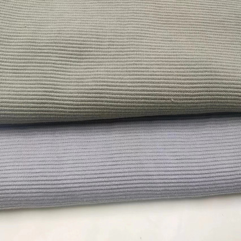 新品260克CVC楼梯布云梯棉针织肌理感螺纹条摇粒绒布网红新款裤料白底实物图