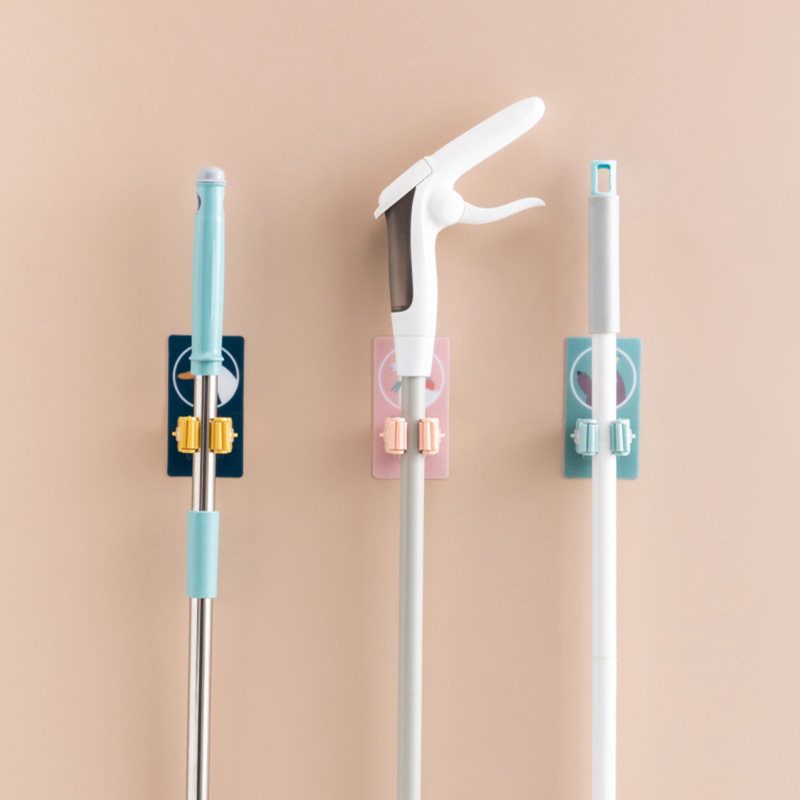 Cartoon mop stand, broom booth, mop hook, strong traceless, non-drilling mop clamp, bathroom wall hanging rack adhesive hook Specification image