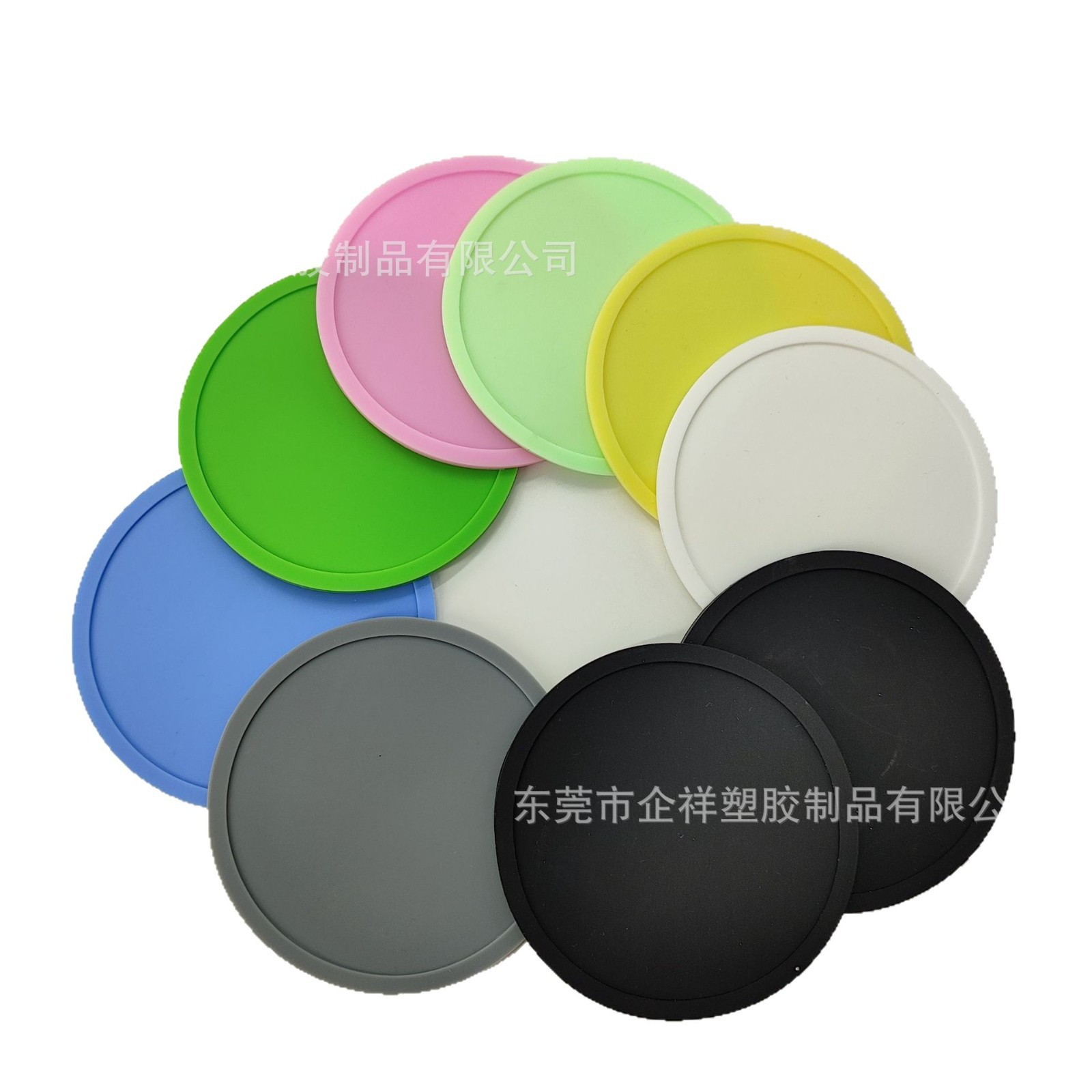 工厂价硅胶隔热垫防滑防烫茶杯垫可印刷logo耐高温家用硅胶杯垫白底实物图