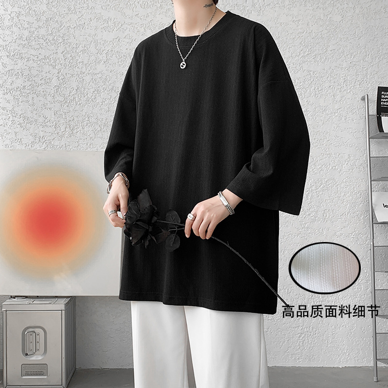 Ice Silk short-sleeved T-shirt men's drape top for summer 2024 new trendy large-sized solid color 7.5-and-a-half-sleeved T-shirt Application Scenario