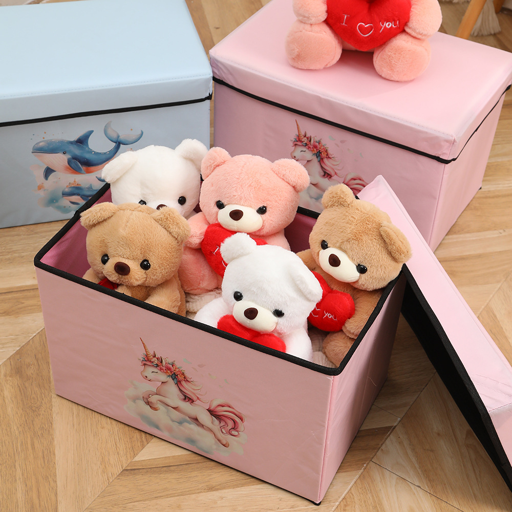 Cartoon storage box, fabric foldable household wardrobe, quilt and clothes organization and storage box, children's toy box details Picture