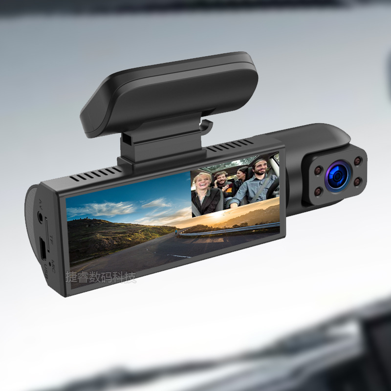 High-definition night vision 1080P car dashcam, 360-degree front and interior dual-lens dual-recording all-in-one machine