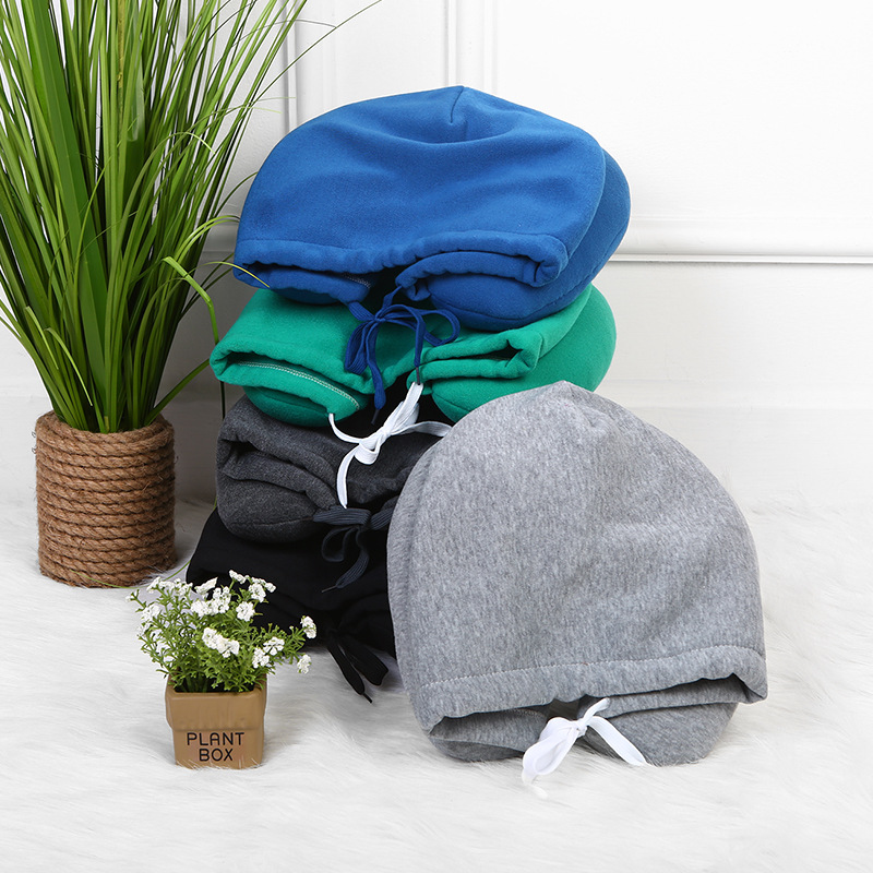 Warm hooded U-shaped pillow, neck pillow, portable foam particle pillow for outdoor travel, office sleep U-shaped pillow details Picture