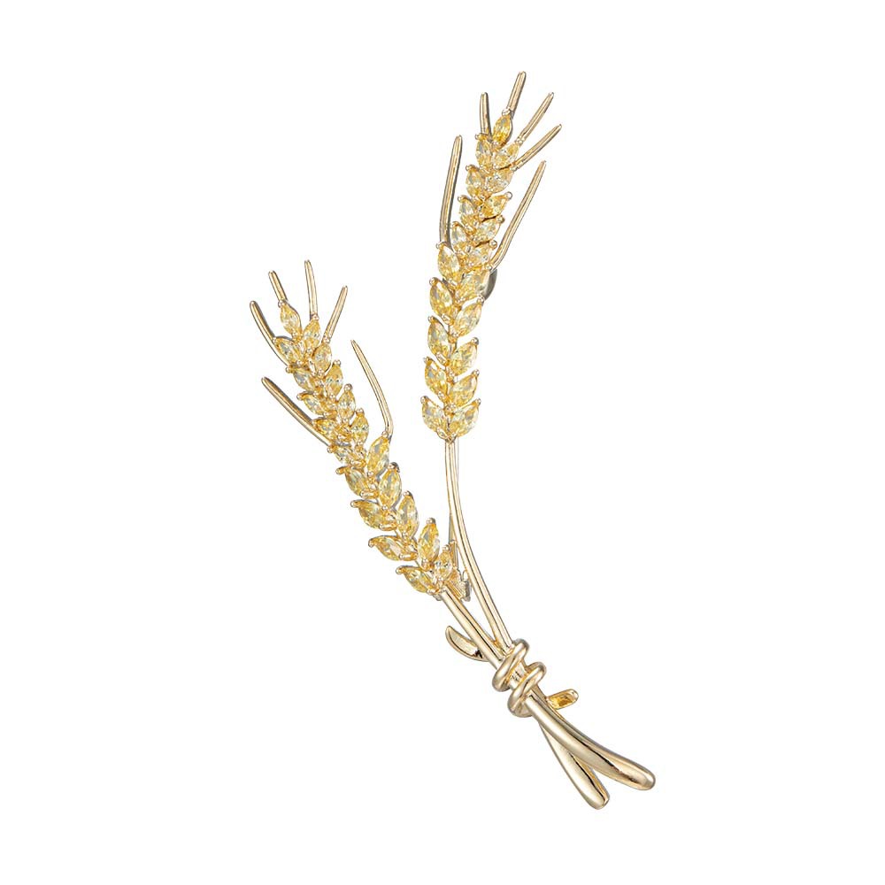 Fashionable and versatile wheat ear brooch, exquisite and high-end pin, high-end suit cardigan decoration, personalized brooch collar pin accessory Item Picture