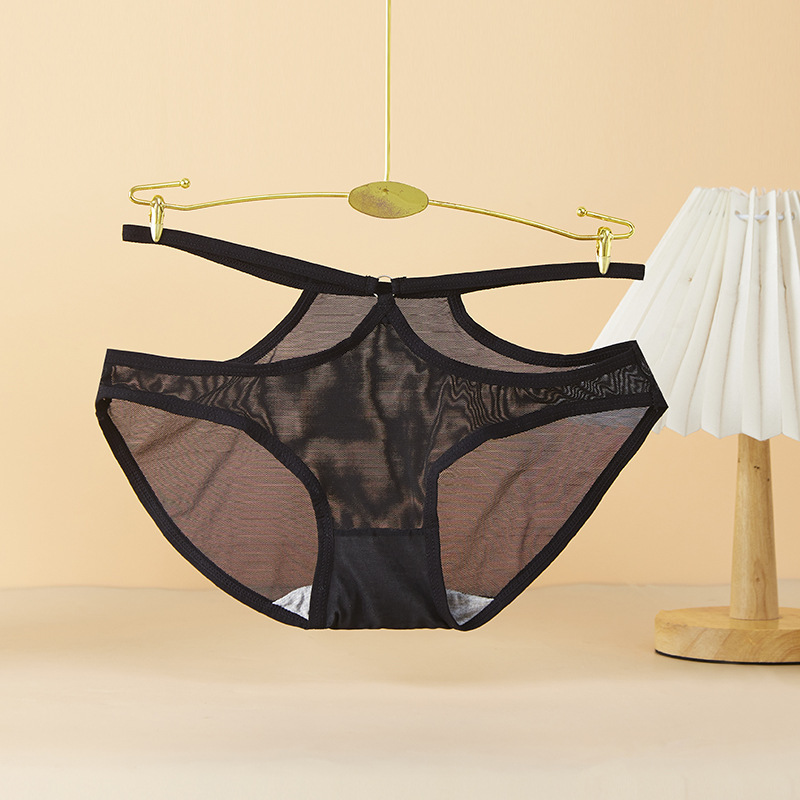 New sexy and light luxury mesh leopard print women's comfortable, breathable, thin-band circular cutout, alluring and traceless underwear Specification image
