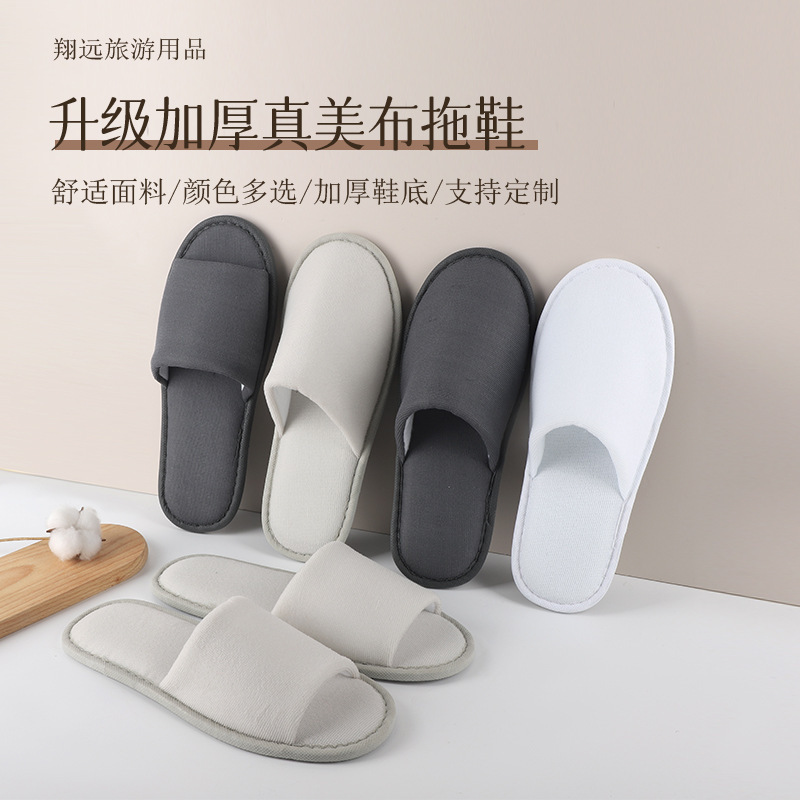 Cross-border wholesale of hotel supplies, disposable slippers for hotels, guesthouses and homestays, Zhenmei fabric, anti-slip for home use, high-end for household use Application Scenario