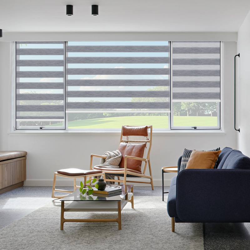 New Chinese-style faux linen soft gauze blinds, Venetian blinds, roller blinds, double-layer bathroom roll-and-pull shading and sunshade zebra blinds details Picture