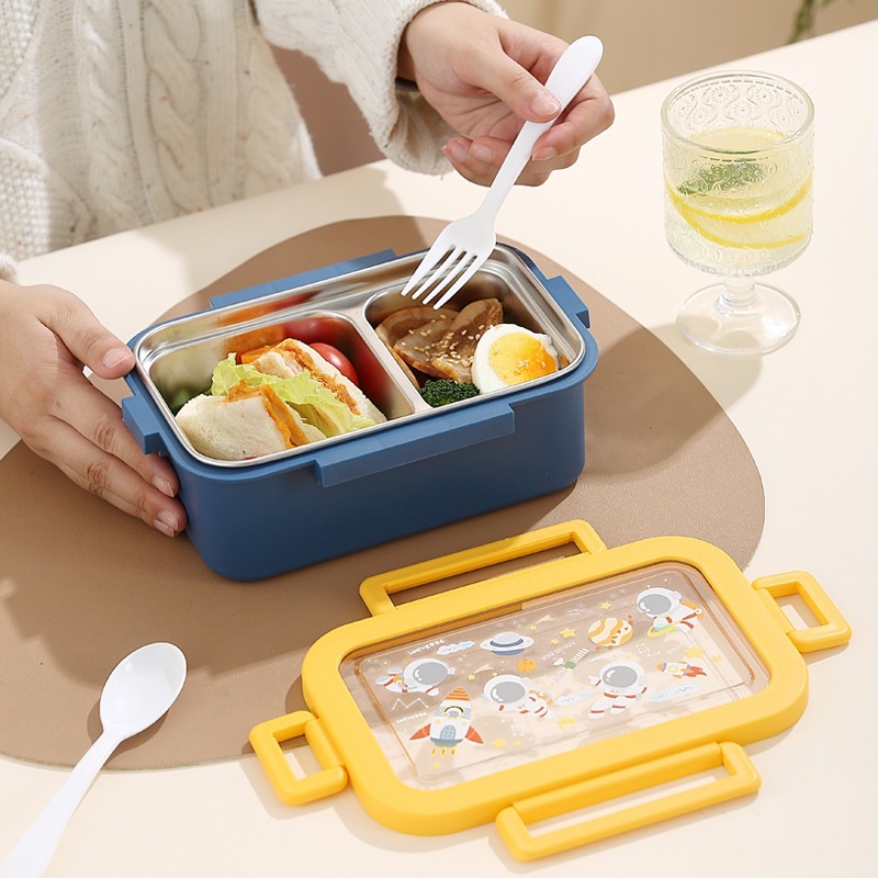Amazon separated lunch boxes for students and office workers, stainless steel lunch boxes with tableware Specification image