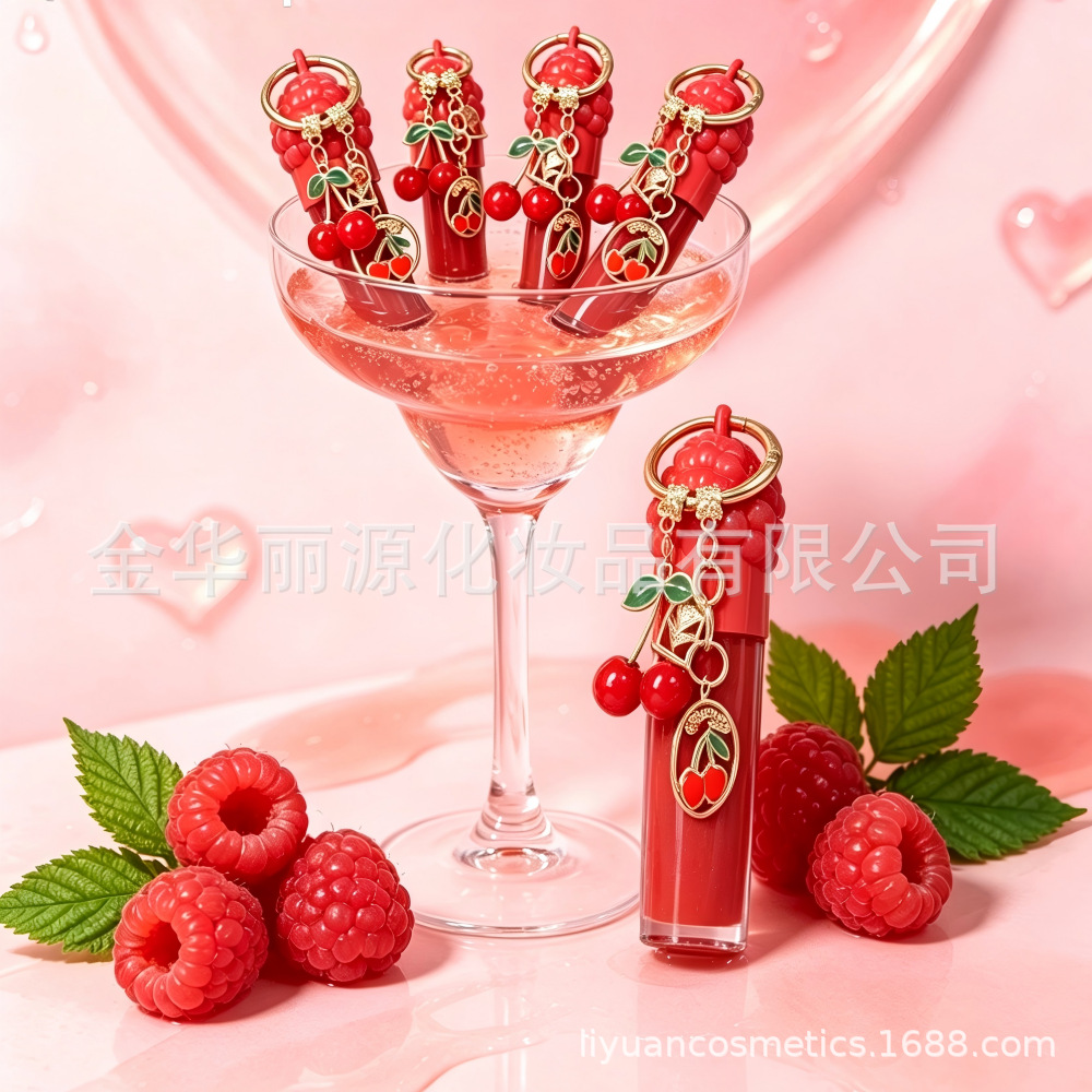 foreign trade OEM Brazilian fruit lip oil ODM with pendant strawberry lip gloss keychain raspberry lip gloss details Picture