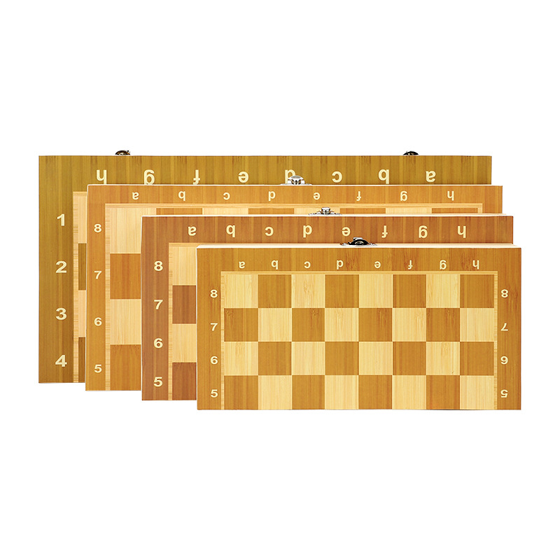 Cross-border exclusive magnetic chess wooden foldable color box comes with two sets of competitive and educational chess and card toys details Picture