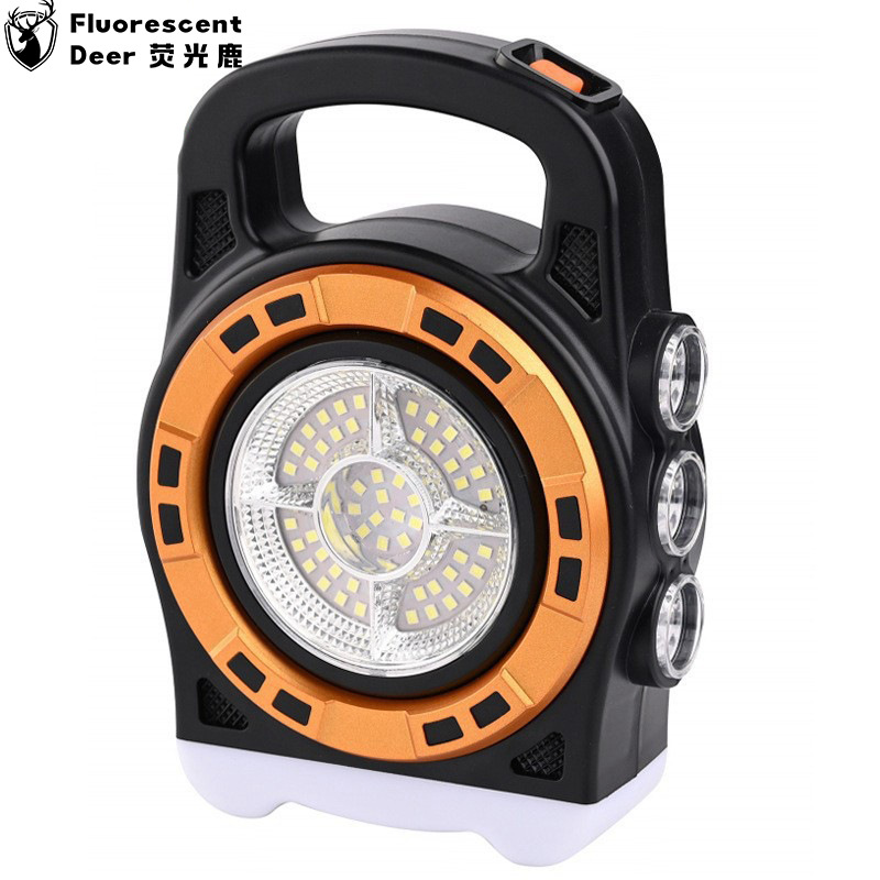 新款多功能灯太阳能强光手电筒便携式荧光鹿手提露营灯户外充电宝