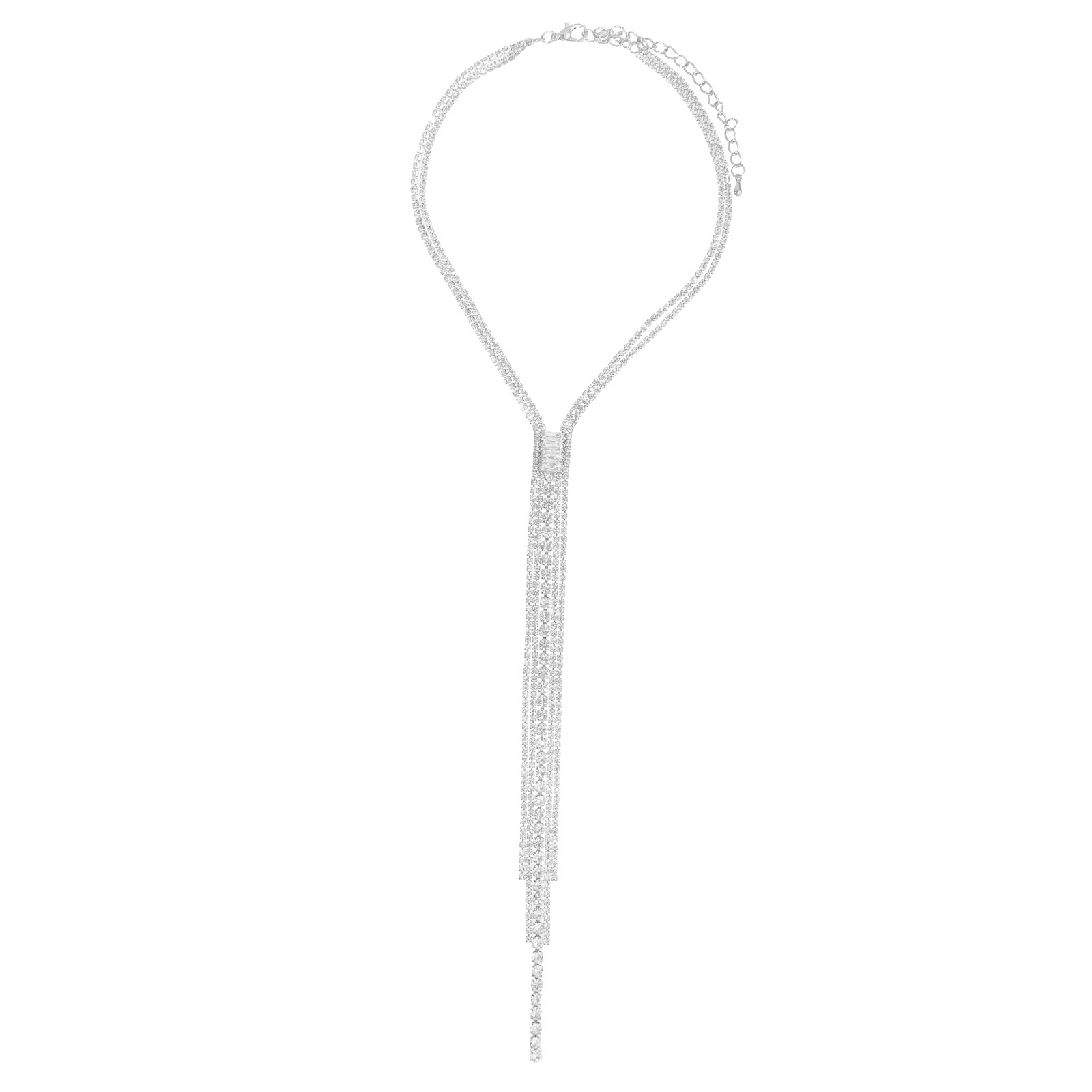 This Korean InS-style necklace is a cross-border bestseller with diamond-encrusted long tassel necklace and a double-layer rhinestone claw chain design Item Picture