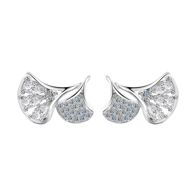 Zhuoheng selects the 2026 new diamond-encrusted ginkgo leaf women's niche and simple earrings, elegant and design-savvy earrings, s925 sterling silver stud earrings Application Scenario