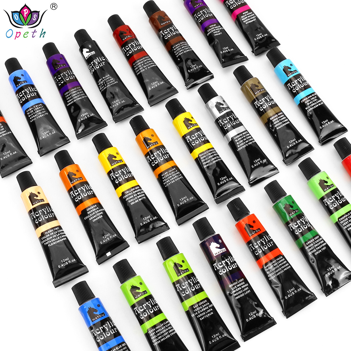 24-color aluminum tube acrylic paint set, art gouache paint, beginner oil paint painting set wholesale details Picture