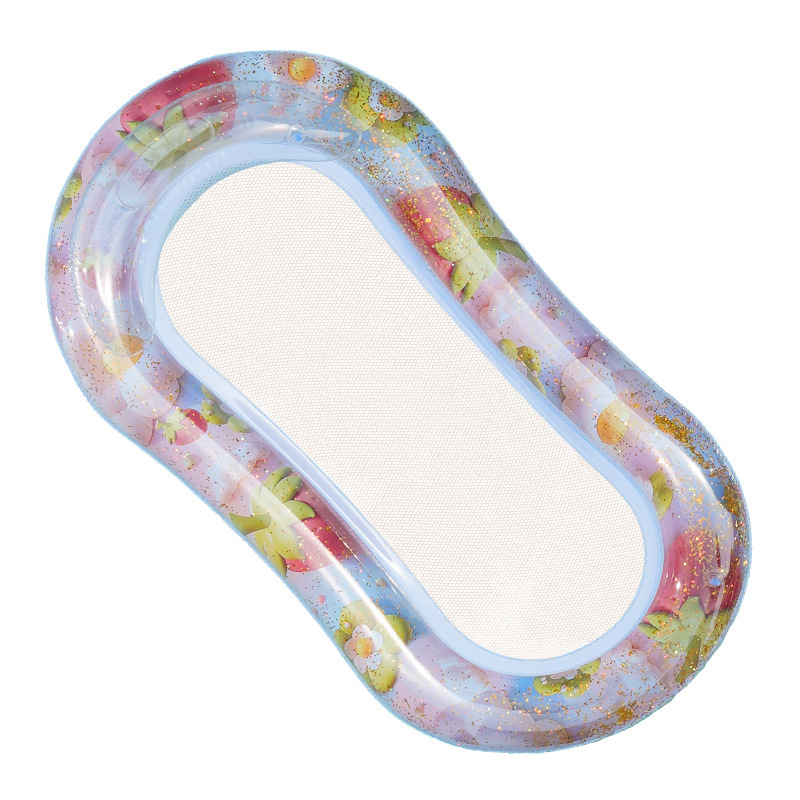 Wholesale of cross-border inflatable backrest mesh floating bed, sequined water lounge chair, foldable outdoor adult swimming floating bed Item Picture