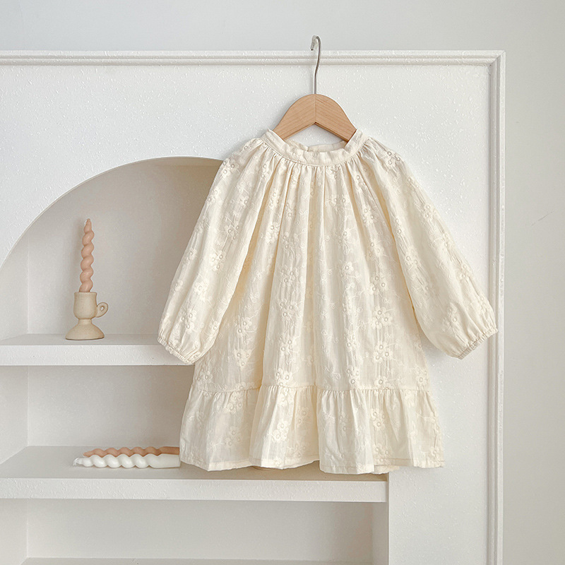 Korean children's clothing, French embroidery, elegant girls' dresses, princess dresses, baby girls' coverings, crawling clothes, sister outfits Specification image