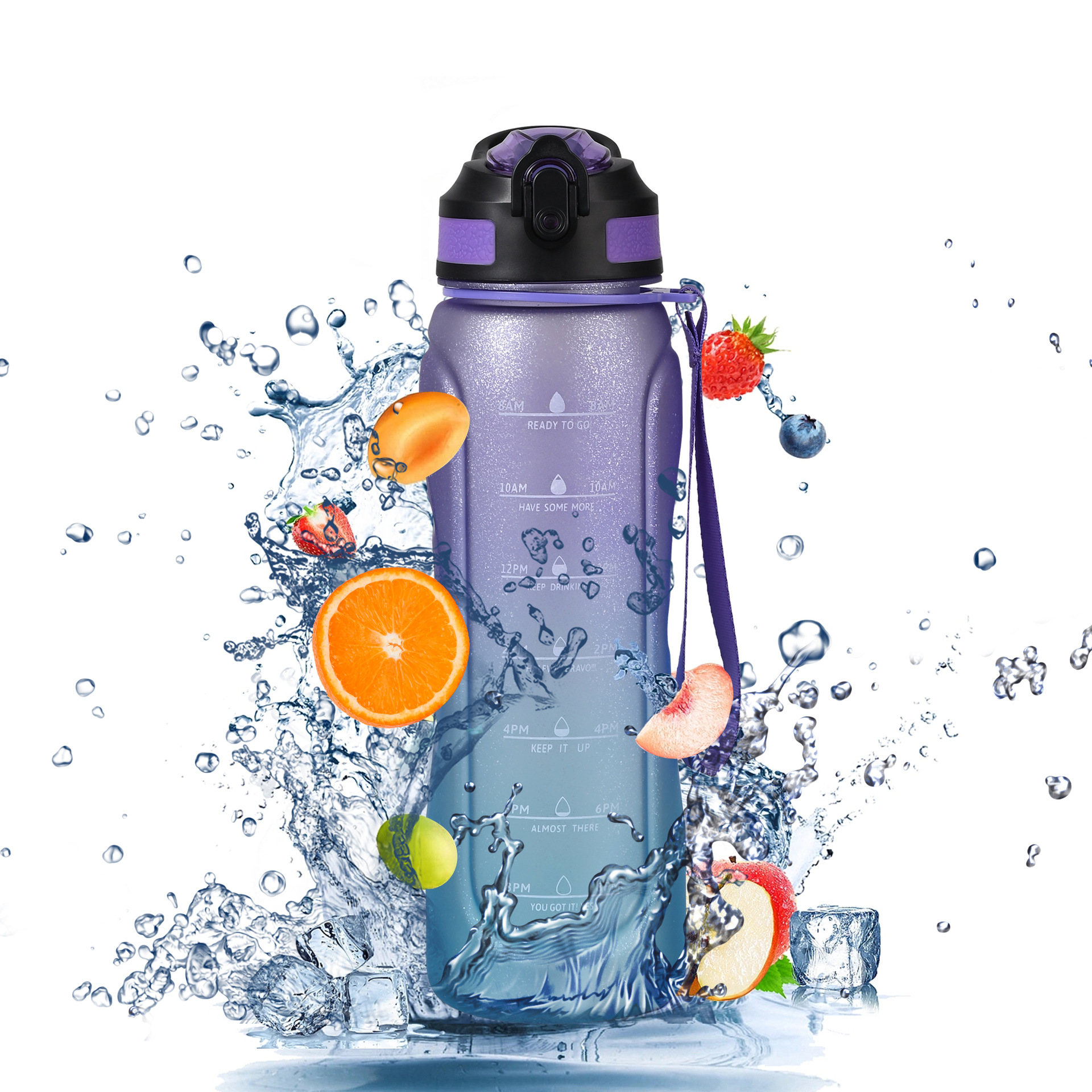 Custom amazon tritan SK deporte copa de agua copa de pajita bounce gradiente portátil 1L con cordón copa espacio Specification image