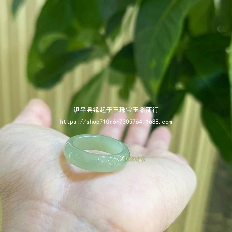 青白玉晴水指环天然老料和田玉素戒冰种玉石扳指女简约古风礼白底实物图