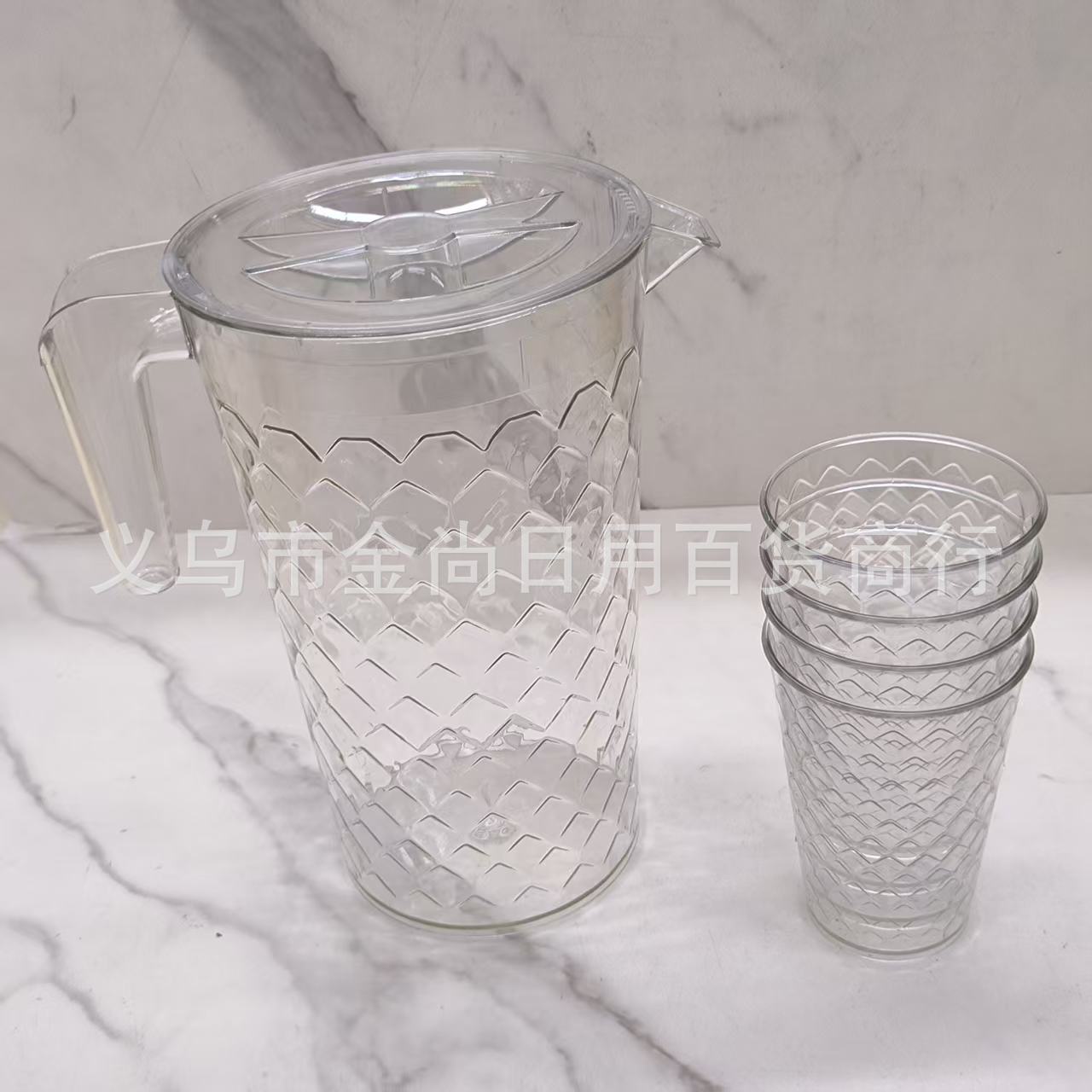 A simple, high-quality, large-capacity cold water kettle, a household high-temperature resistant food-grade plastic cold water kettle with four cups