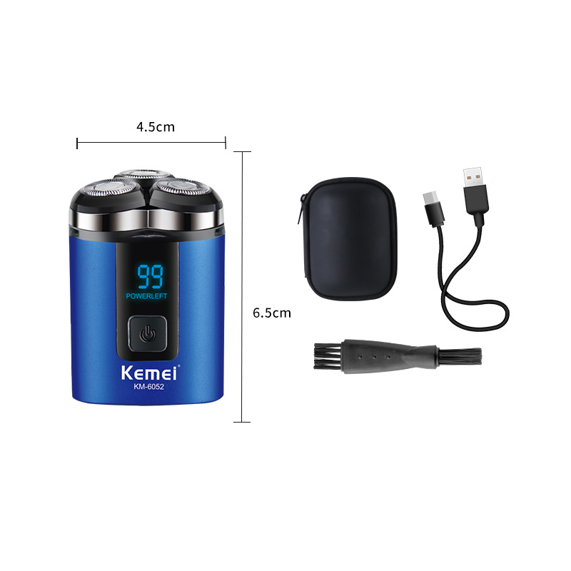 Komei casa afeitadora para hombres KM-6052 mini eléctrica afeitadora flotante de tres cabezas afeitadora trimmer Item Picture