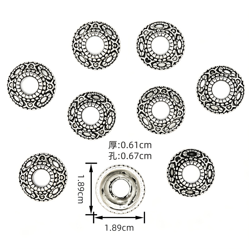 Wholesale of DIY bracelets, necklaces and accessories with vintage alloy flower trays, multi-color ancient gold, ancient silver and ancient copper flower pieces Item Picture