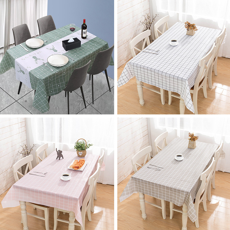 The popular minimalist and ins-style Nordic checkered tablecloth is waterproof and does not require washing. The tablecloth is made of PEVA fabric and is oil-resistant