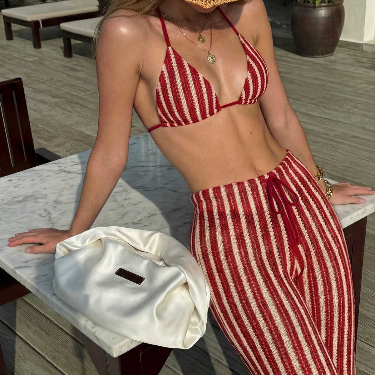 2026 European and American cross-border trade bikini set, special fabric halter and lace-up swimsuit for women Specification drawing