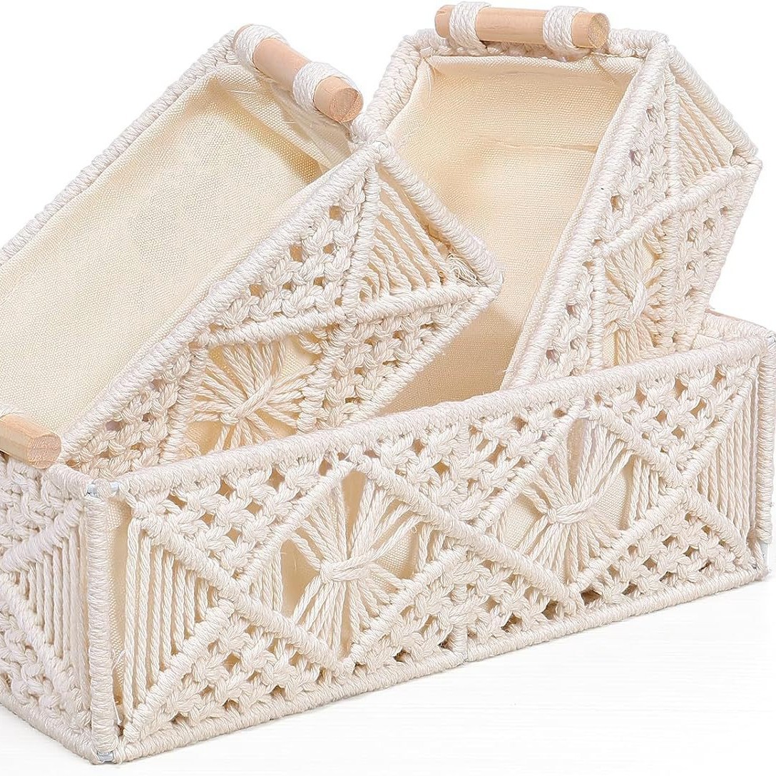 Customized Amazon best-selling cotton rope hand-woven storage boxes, desktop storage boxes, sundries basket covers, installation baskets Application Scenario