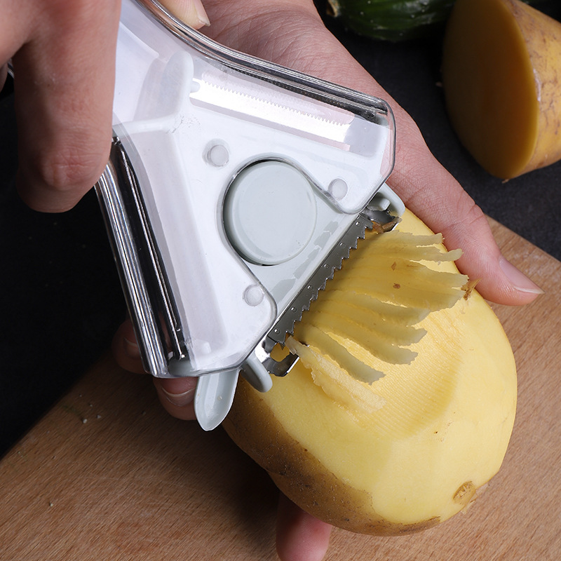 Economical and practical 3-in-1 kitchen rotating fruit and vegetable peeler, vegetable cutter, peeler, grater and peeling knife details Picture