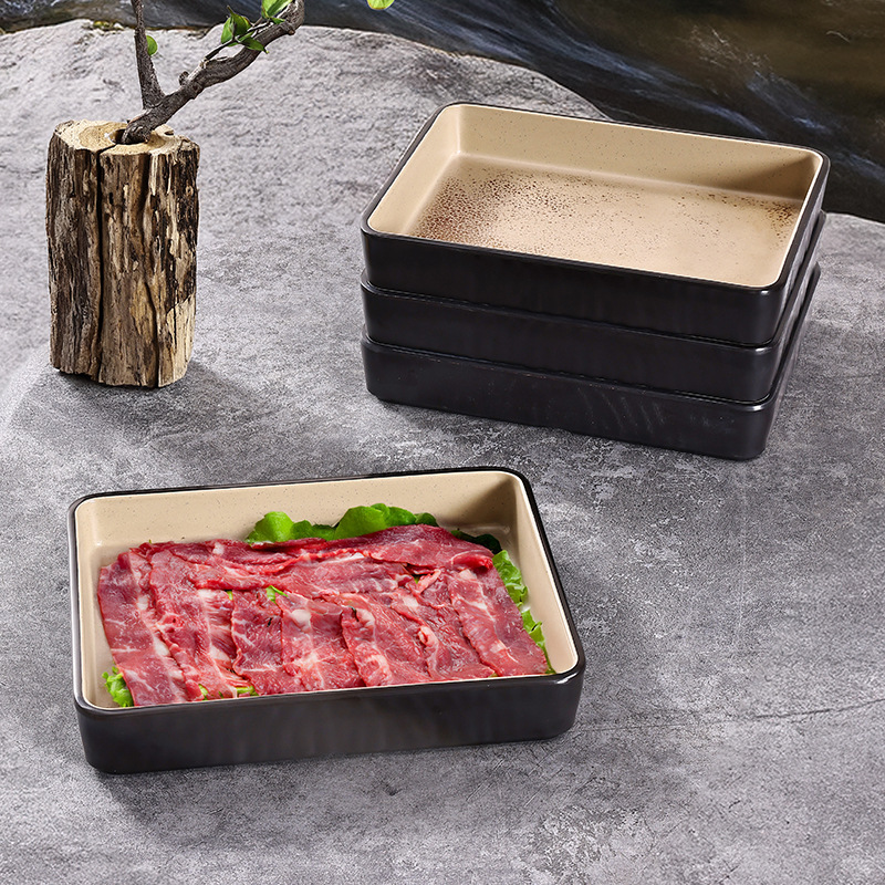 Shan Ye Feng Copper Rust Series Melamine commercial trays, living room desktop storage trays, restaurant commercial trays wholesale Specification image