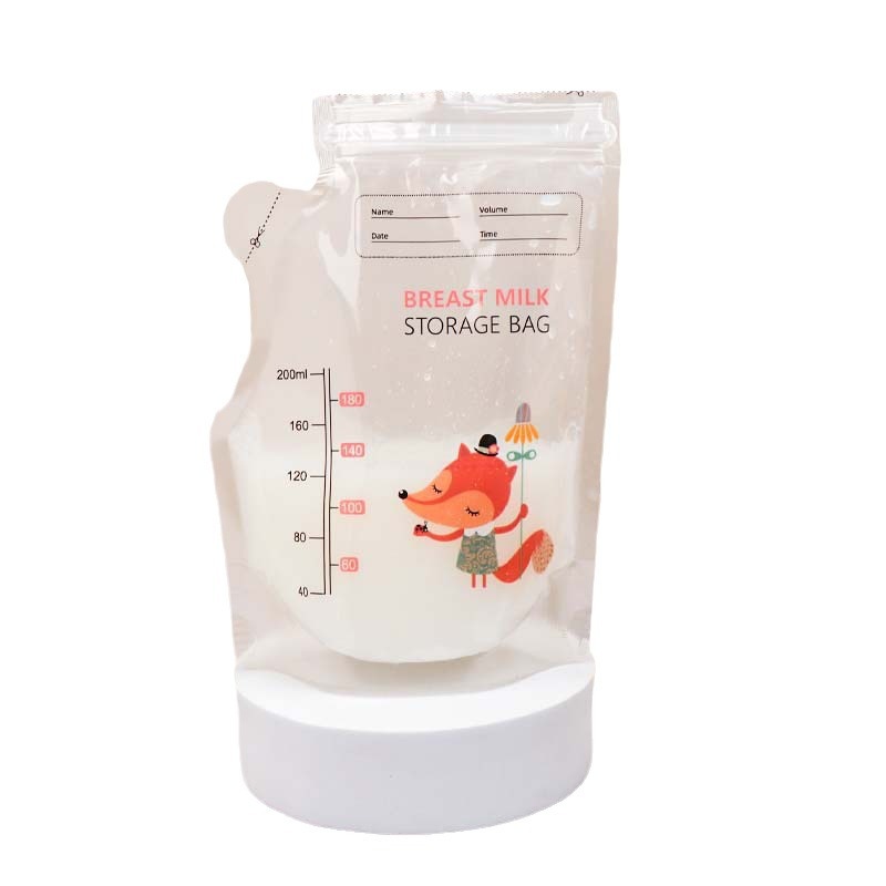 厂家直销储奶袋母乳储存袋大容量200ml壶嘴型保鲜袋一次性存密封白底实物图